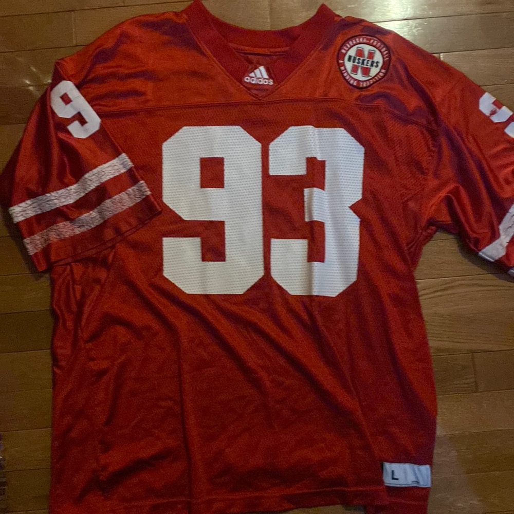 red and white adidas jersey